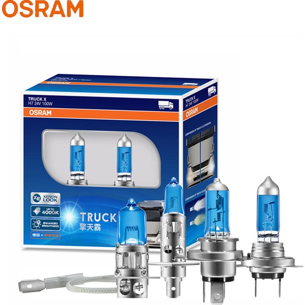 OSRAM Truck X 24V H1 H3 H4 H7 4000K haute puissance 100W blanc vif lampe halogène de voiture ampoules antibrouillard de phares automobiles (paire)