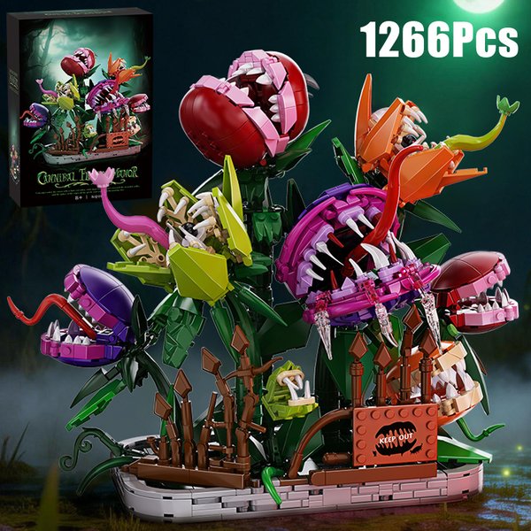Blocs de construction créatifs 1266 pièces, Manoir des plantes carnivores, MOC, fleurs mangeuses d'hommes, briques de jardin, jouets de décoration pour la maison, cadeau pour enfants