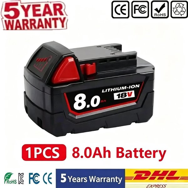 Original ForMilwaukee M18 8,0Ah Hochleistungsakku 18V Lithium-Ionen Wiederaufladbar für Milwaukee M18 Kabellose Elektrowerkzeuge 8Ah Akku