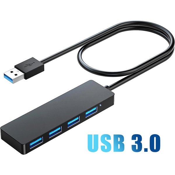 Hub USB, répartiteur USB pour ordinateur portable, extenseur de port Hub USB 3.0 multiport, transfert de données rapide, 4 ports, Windows, PC, Mac, imprimante, disque dur Mobile