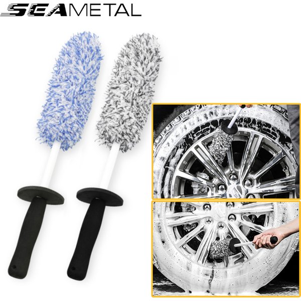 SEAMETAL Autowaschbürste, Plüsch, Premium-Räder, Bürste, rutschfester Griff, leicht zu reinigen, Felgen, Speichen, Radfass, Reinigungshandschuh