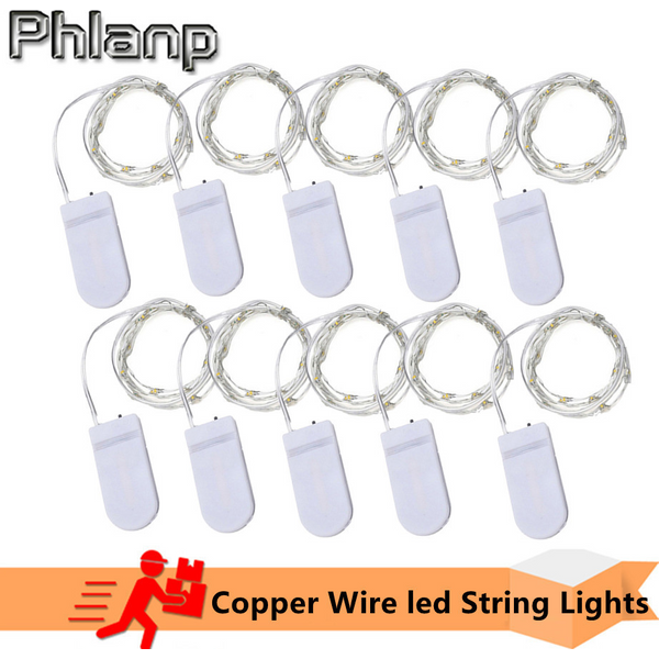 Guirlande lumineuse LED en fil de cuivre, 1M, 2M, 3M, 5M, éclairage de vacances, guirlande féerique pour arbre de noël, décoration de fête de mariage, lampe, 10 pièces