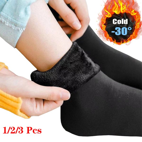 1/2/3 Pcs Frauen Winter Warme Socken Solide Komfortable Fleece Dicken Strumpf Weiche Stiefel Schlafen Socke Weibliche Elastische Samt socken