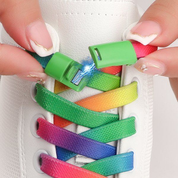 1 Paar Schnürsenkel mit Magnetverschluss für Sneaker, Regenbogen-Farbverlauf, flache elastische Schnürsenkel für Erwachsene und Kinder, ohne Krawatte, Schnürsenkel, Schuhzubehör