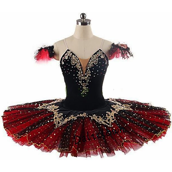 Noir rouge professionnel Tutu La Esmeralda Performance Ballet Tutu plateau crêpe Tutu robe filles enfants ballerine fête Costume