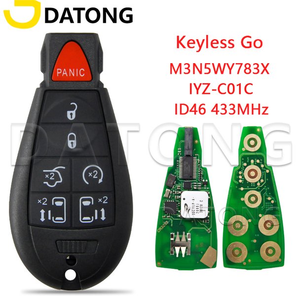 Datong World Auto-Fernbedienungsschlüssel für Chrysler Town & Country Jeep Dodge M3N5WY783X/IYZ-C01C ID46 Chip 433 MHz schlüssellose Karte