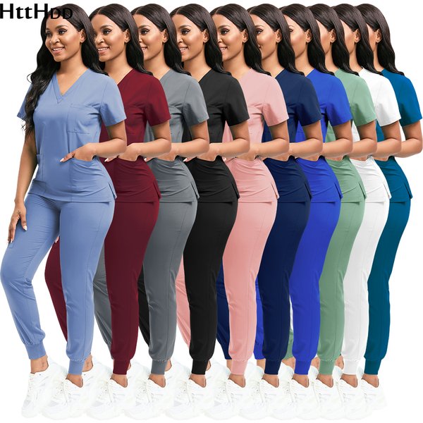 Scrubs Women Beauty SPA Uniform Pet Clinic Store Veterinary Dentistry Work Clothes Set Wysokiej jakości mundur pielęgniarki medycznej Unisex