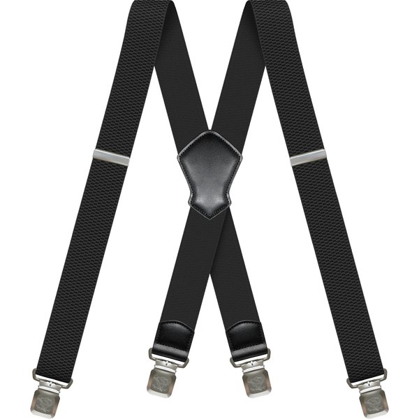 Bretelles pour hommes robustes de 1.6 pouces de large, noires, pour jeans, pantalons habillés, dos en X, bretelles de travail élastiques réglables