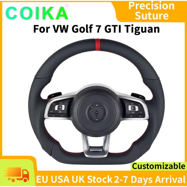 Sportliches Lederlenkrad von PL für Volkswagen Golf 6 7 7.5 Rline GTI GTD GTE Polo Jetta Tiguan Passat CC Scirocco Perforiert