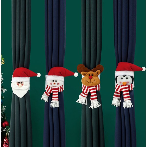 Christmas Curtain Buckle Tieback Santa Snowman El Curtain Tiebacks Holdback Fastener Buckle Clamp Window Decoration Ornaments