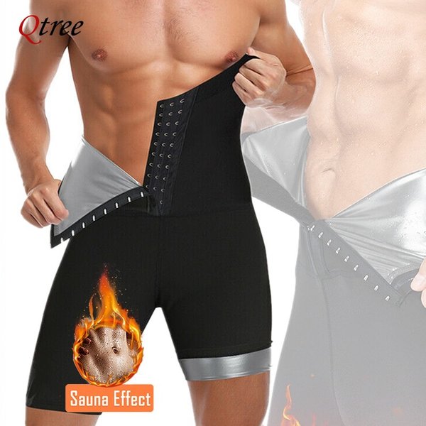 Qtree Abnehmen Body Shaper Männer Bauch-steuer Shorts Verlieren Gewicht Thermische Sauna Schweiß Halbe Hosen Verbrennt Fett Bauch Reduzierer Fitness