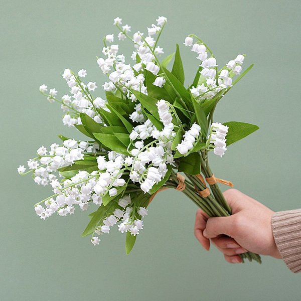 Clochette artificielle en plastique blanc, fausses fleurs, fausses fleurs, pour décorer la maison, pour un Bouquet de mariage