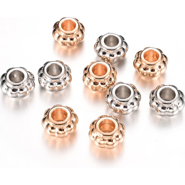 Perles en plastique à gros trous pour bijoux, 50 pièces, 9x13mm, fleur CCB, entretoise adt, bracelet de direction, accessoires de bricolage