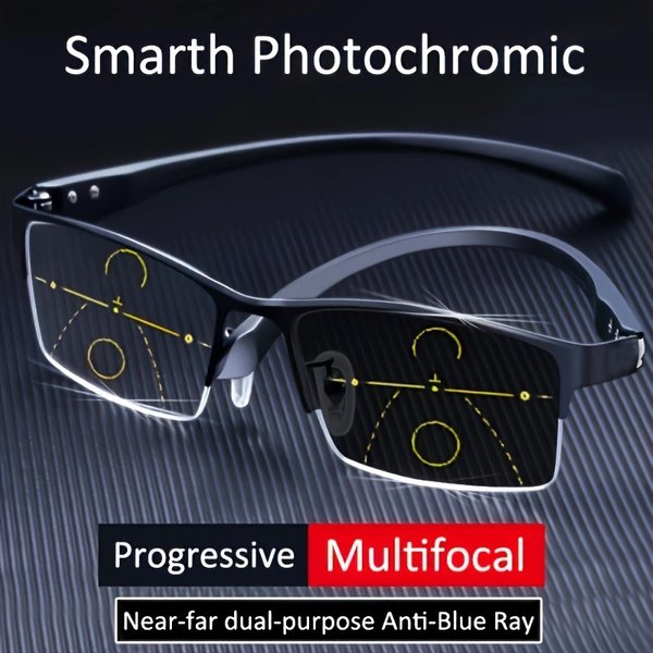 Tytanowe przejściowe fotochromowe progresywne okulary do czytania mężczyźni nadwzroczność prezbiopia dioptrie zewnętrzne okulary prezbiopii