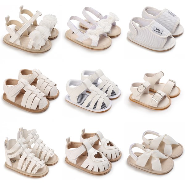 New Baby Shoes Summer Boy Girl Breathable Sandals Toddler Flats Shoes Soft Rubber Sole Anti-Slip Bowknot Crib First Walker Shoes