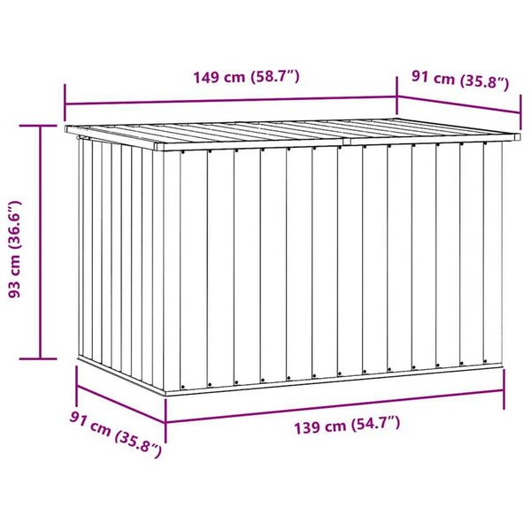 Bac de jardin gris 149x99x93cm, facile à nettoyer, rangement extérieur de qualité supérieure