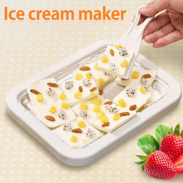 Ice Cream Maker Pan with 2 Scrapers Ice Cream Maker Plate Multifunctional Durable Cold Sweet Fried Food Plate for DIY Yogurt