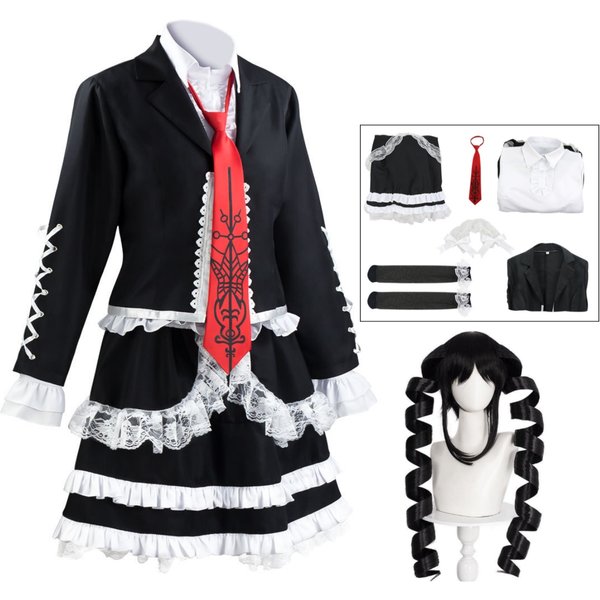 Hot Dangaronpa Celestia Ludenberg Role Playing Carnival Dangaronba Costume School Uniform Women's Halloween Full Set Gothic Loli