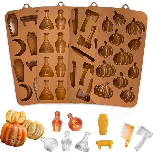 Moules à chocolat en Silicone pour Halloween, crâne fantôme citrouille sorcière, moules à gâteaux, décoration de desserts d'halloween, outils de cuisson