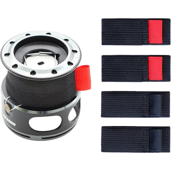 4Pcs/Pack Fishing Spool Belts Pack Flexible Black Red Elastic Fishing Reel Reel Protector Belt Pulley Accessories S M L LL set