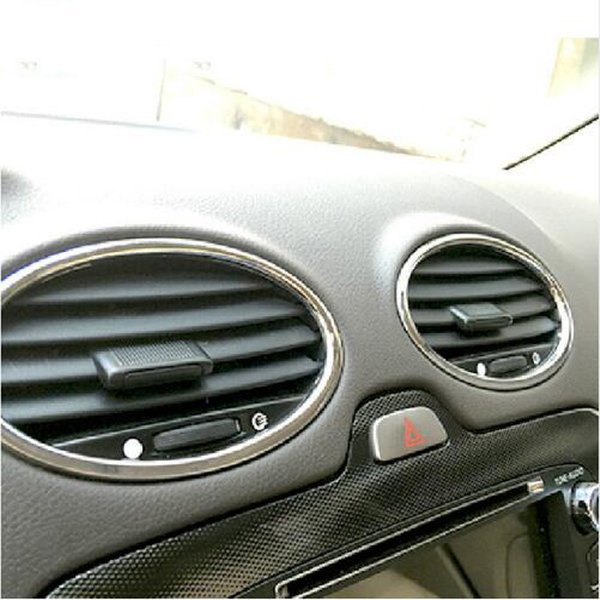 Anneau Circulaire de Décoration de Sortie Chromé ABS pour Climatisation, Accessoires Automobiles pour Ford Focus 2 2005-2013, 4 Pièces