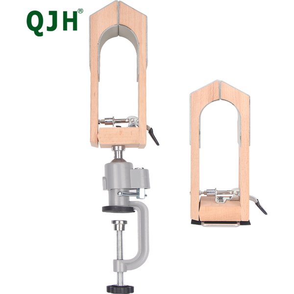 QJH Leather Stitching Pony 360 Rotation Universal Rotatable Adjustment Leather Speedy Sewing Wooden Clamp Leathercraft Tools