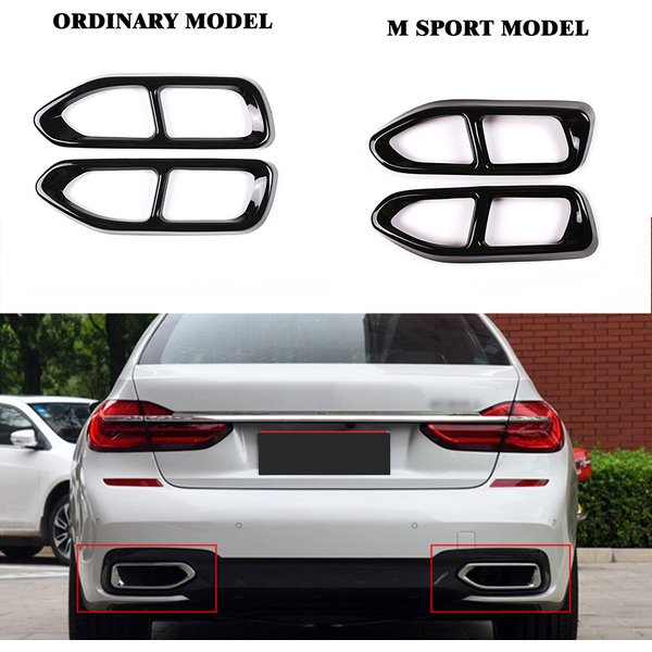 Couvercle d'embout de tuyau de silencieux de voiture en acier noir brillant, garniture pour BMW Série 7, G11, G12, 730, 740, exécuter des films, 2016-2018, accessoires, 2 pièces