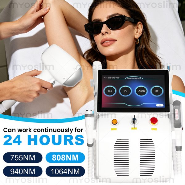 4 IN 1 Diodenlaser-Haarentfernung 6000W FAC 755 808 940 1064nm Schmerzlose Dauerhafte Haarentfernung CE-Zertifiziertes Schönheitsgerät
