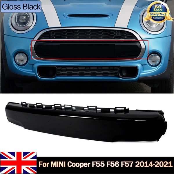 Frontstoßstange Frontgrillabdeckung für Mini Cooper F55 F56 F57 2014 2015 2016 2017 2018 2019 2020 2021 Plattenabdeckung Schwarz