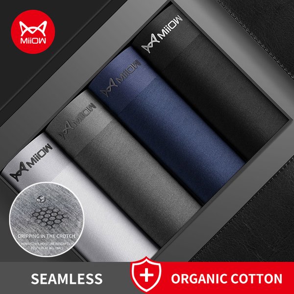 MiioW 4 pièces coton biologique hommes boxeurs Shorts antibactérien Innerwear sous-vêtements pour hommes Boxer hommes culottes hommes troncs caleçons nouveau
