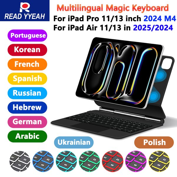 LIRE YYEAH clavier magique pour iPad Air 11 13 pouces M2 étui iPad Air 11 13 2025 M3 couverture intelligente pour iPad Pro 11 13 2024 M4 étui