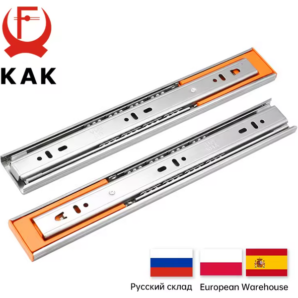 KAK 10 "- 22" glissières de tiroir en acier inoxydable, Rail de tiroir à fermeture douce, glissières d'armoire à trois sections, quincaillerie de meubles
