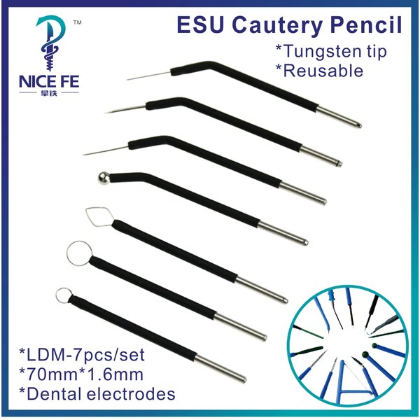 Électrode dentaire ESU pour dentistes et animaux de compagnie, ensemble d'unité d'électrochirurgie, crayon, thérapie, vente en gros, 7 pièces