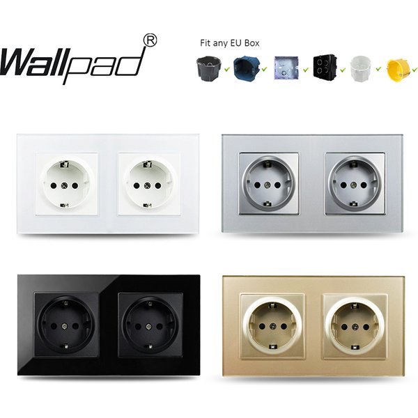 Double EU Socket Luxury 2 Crystal Glass European Electrical Wall Pug with Usb Type C Wallpad For Round Box