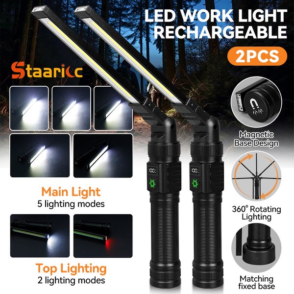 Magnetische Arbeitsleuchte Komplett aus Aluminium und 1500 Lumen Wiederaufladbare LED-Arbeitsleuchte mit 7 Modi und 360° Drehung ° Rotationsmechanische Leuchte Recha
