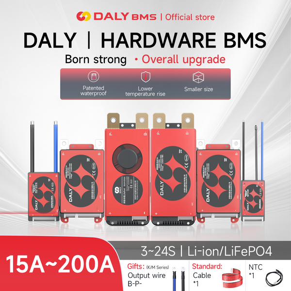 DALY BMS Li-ion 10S 36V 13S 14S 48V 16S 17S 60V LFP 4S 8S 16S 24V BMS z NTC 15A 20A 40A 60A 100A BMS z elementami metalowymi
