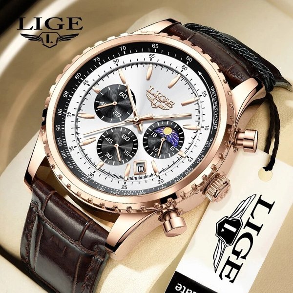 Lige neue herren uhren top marke luxus herren armbanduhr leder quarzuhr sport wasserdicht männliche uhr relogio mascumino + box