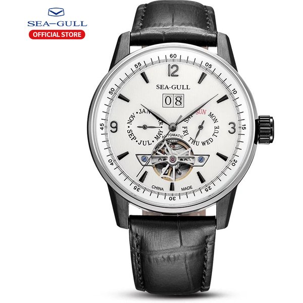 Seagull montre pour hommes montre mécanique automatique affaires décontracté volant creux cadran multifonction montre pour hommes 219.328