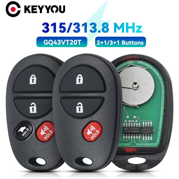 KEYYOU 1PCS Auto Fernbedienung Schlüssel Für Toyota Sienna Highlander Sequoia Tacoma Tundra GQ43VT20T 315MHz Keyless Entry Teile