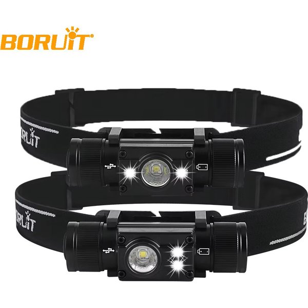 BORUiT LED phare 7 modes puissant phare étanche type-c Rechargeable 18650 lampe frontale pour Camping chasse