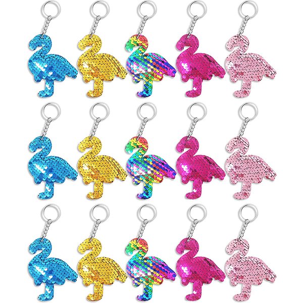 15 stücke Flip Pailletten Flamingo Schlüssel anhänger neue modische Kleid Accessoires Anhänger Kinder Erwachsene Party Heimkehr Geschenke