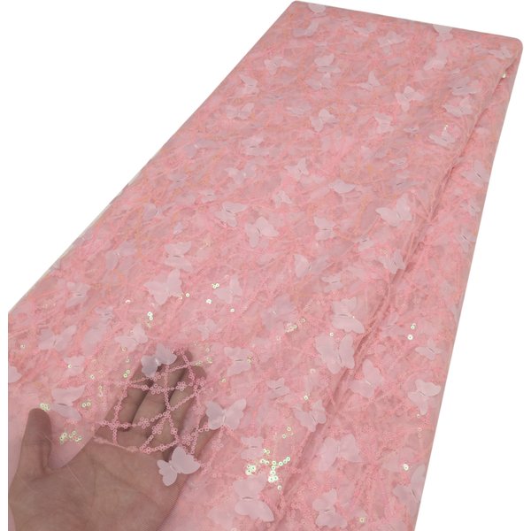 African Sequins Tulle Lace Fabric 2026 High Quality Nigerian French Butterfly Mesh Lace Party Prom Sewing 5 Yards/Lot LY3080