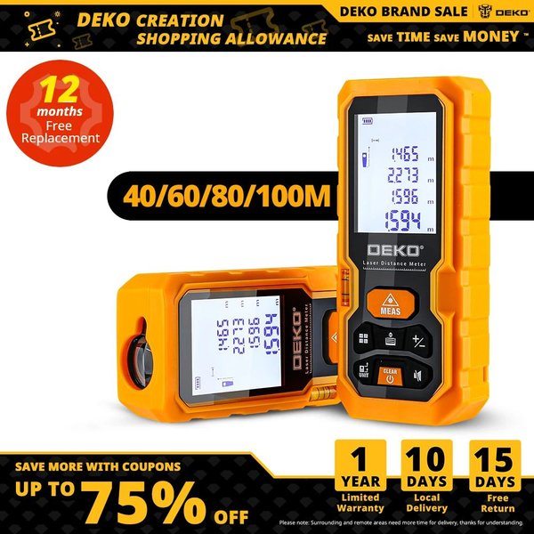 DEKO DKLD05 ręczny dalmierz laserowy 40M 60M 80M 100M Mini dalmierz laserowy taśma laserowa dalmierz Diastimeter Measure