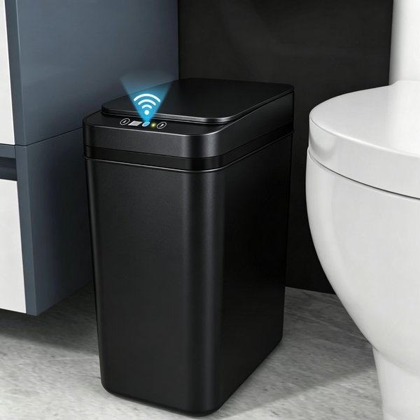 Poubelle de salle de bain avec capteur de mouvement, poubelle électronique, poubelle automatique sans contact, poubelles en plastique pour salle de bain et cuisine.