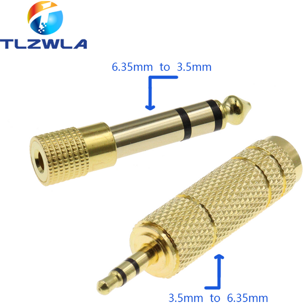 1PCS Gold 6.3mm 1/4" Male Plug to 3.5MM 1/8" Female Jack Stereo Headphone Audio Adapter Home Connectors Adapter Microphone