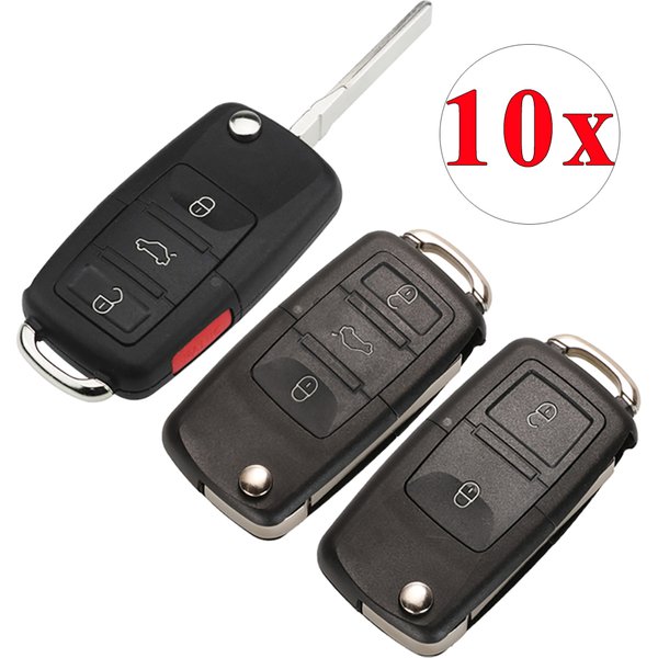 jingyuqin 10pcs 2/3/4 button Key Shell Case for VW Passat Polo Golf Touran Bora Ibiza Leon Octavia Fabia Remote Key blank