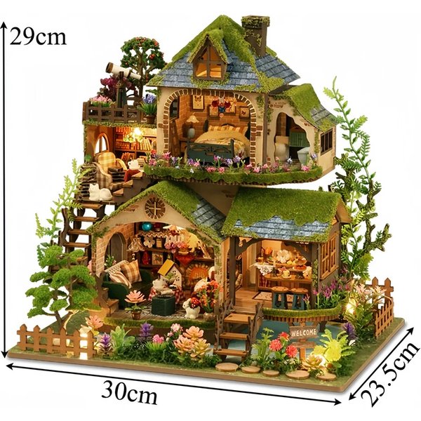 Mini kit de modélisme en bois, puzzle 3D, maison de poupée aventure en forêt avec meubles, cadeau de Noël pour amis, artisanat DIY