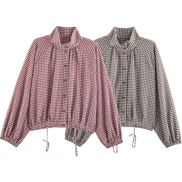 Veste pour femme Guobioziy, nouvelle collection automne 2026, à carreaux, manches longues, avec cordon de serrage, coupe ample, parka décontractée, mode polyvalente
