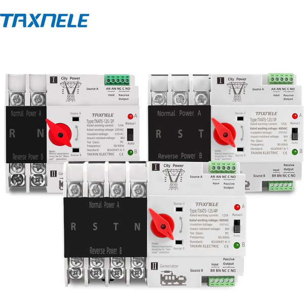 DIN-Schiene 2P 3P 4P ATS Dual Power Automatischer Transferschalter Wahlschalter Unterbrechungsfreier Stromgenerator 63A 100A 125A