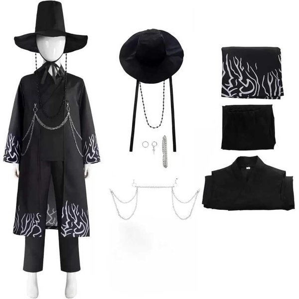 Jinu Cosplay Costume Coat Black Suit Outfits Shirt Pant Belt Hat Halloween Carnival Costume
